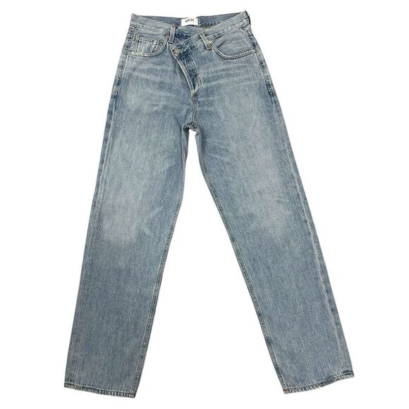 AGOLDE Criss Cross Crossover Suburbia High Rise Denim Straight Leg Jeans Size 25 - Picture 5 of 12
